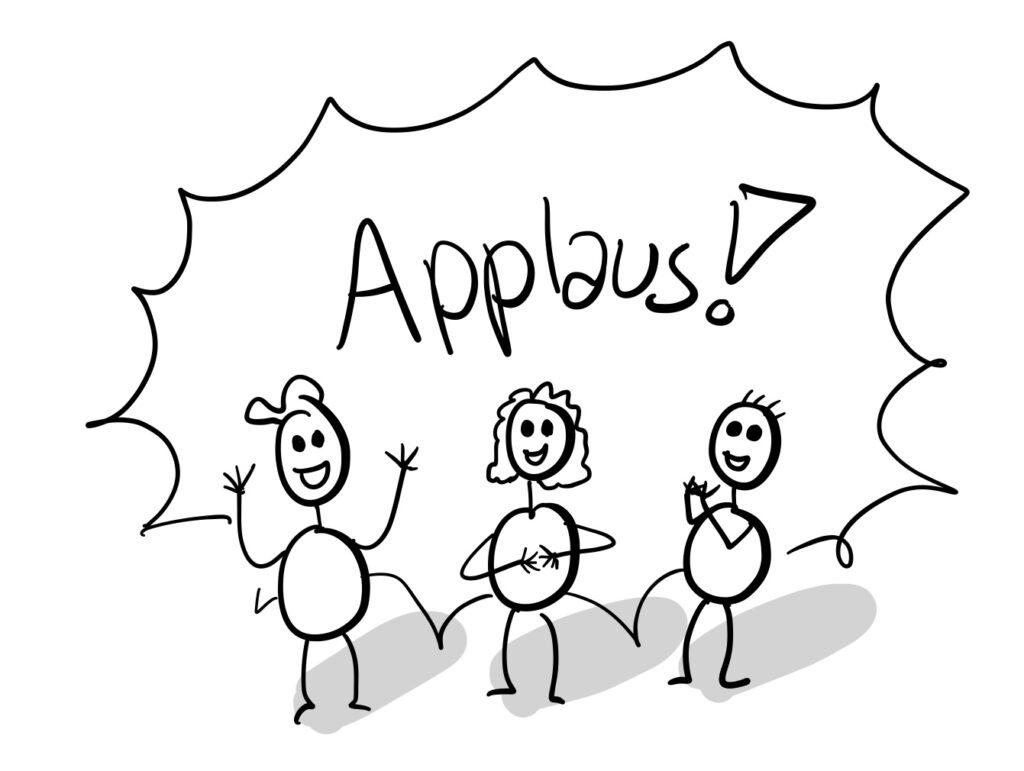 Illustration von 3 Personen, die begeistert applaudieren